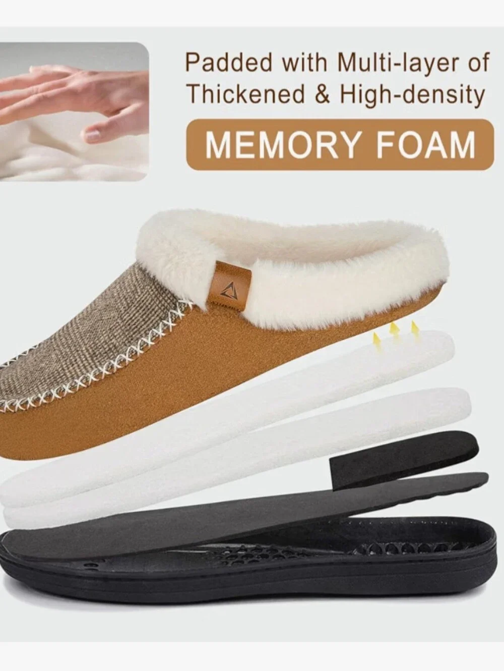 Mens Slippers Slip on Moccasin Indoor Memory Foam House Shoes Warm